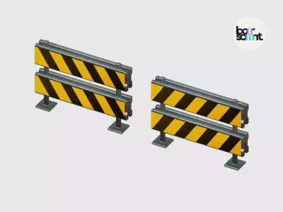 Metal Road Barrier Stylized Roadside3D Asset Pack Free low-poly 3D model