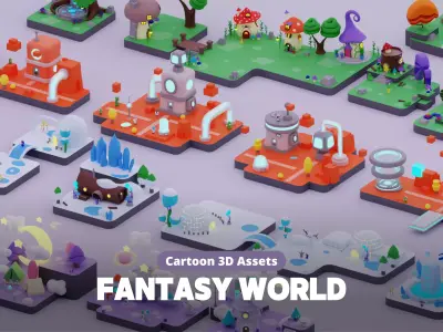Fantasy Islands Modular Pack Low-poly 3D model
