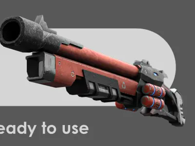 Low Poly Sci-Fi Shotgun Low-poly 3D model