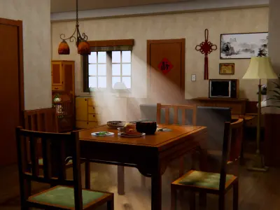 Traditional Chinese room interior 3D model