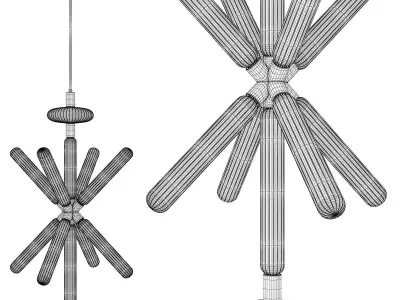 VUOKSA glass and brass starburst chandelier Low-poly 3D model