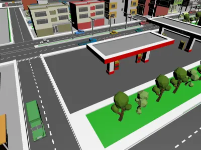 Low Poly mini City 3D model