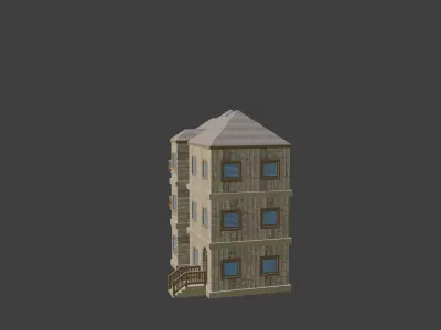 House Model 7 building Low-poly 3D model