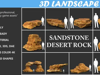 Low poly Yellow Sandstone Desert Pack 200209 Low-poly 3D model