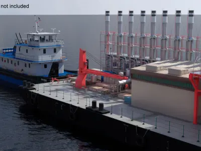  Push Boat Ship with Pontoon Barge 