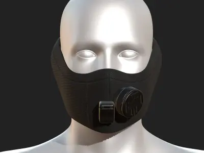 Gas mask respirator scifi futuristic ver 2 Low-poly 3D model