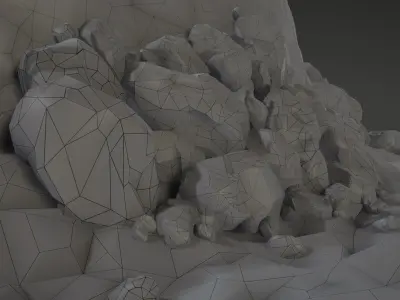 Stone Set rock texture Low-poly 3D model
