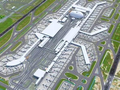 Singapore Changi Airport 10km Low-poly 3D model