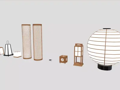 Andon-Ancient Japanese lighting- Low-poly 3D model