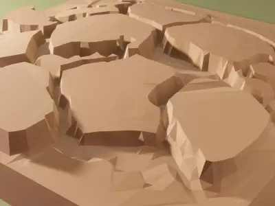 Isometric cliffs terrain Low-poly 3D model