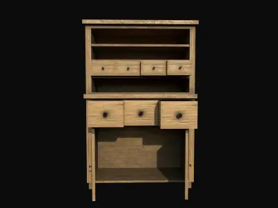 Wood Cabinet Low-poly 3D model
