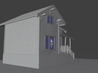 Abandoned House Base mesh Free low-poly 3D model
