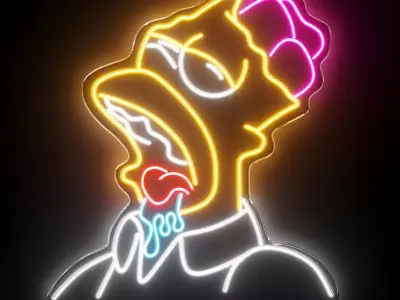 Homer Simpson Neon Sign 3D model