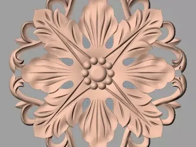 Furniture decoration round flower 3D STL model for CNC E883 3D model