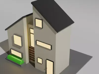 Modern Low-Poly House Exterior Low-poly 3D model