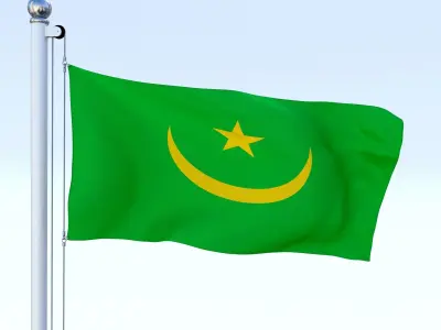 Animated Mauritania Flag Low-poly 3D model