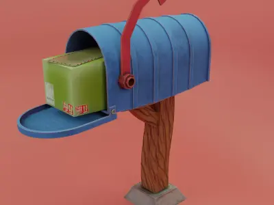 Stylized Mailbox Low-poly 3D model purchase