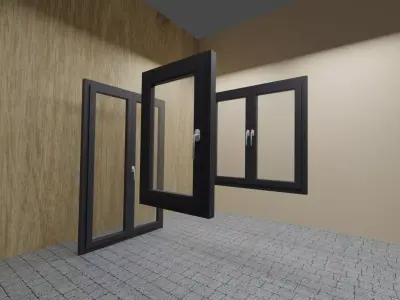Windows room with two doors and window 3D model