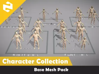 Base Mesh Pack - Character Collection Low-poly 3D model