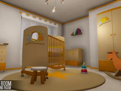 Baby room - props and room Low-poly 3D model
