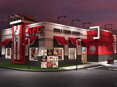 KFC Building and parking 3D model