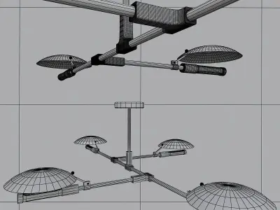 Aventura three - light brass ceiling fixture 3D model