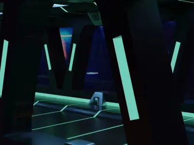 Sci-Fi corridor 3D model 6