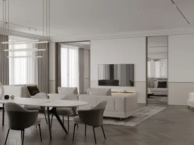 Living Room Interior Scene for 3DMAX and Corona  3D model 3D model