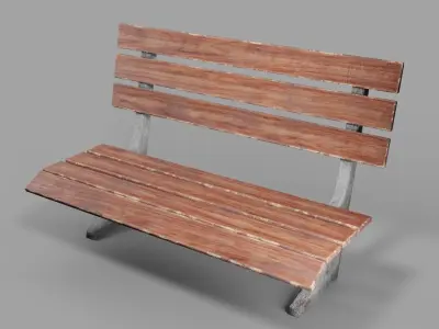 Bench park Low-poly 3D model purchase