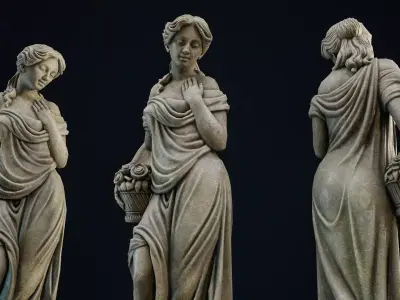 Garden Statue 5 PBR Low-poly 3D model