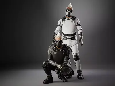 Urban Suit Outfit with Mask Low-poly 3D model