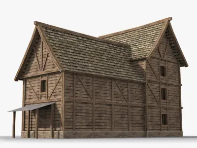 Medieval house x23 Low-poly 3D model