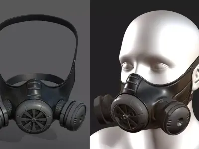 Gas mask helmet 3d model military combat fantasy  Low-poly 3D model