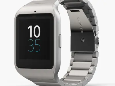 Sony SmartWatch 3 Silver Low-poly 3D model
