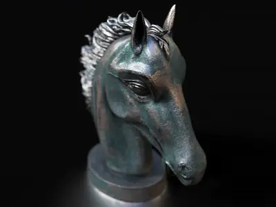 Horse head sculpture Low-poly 3D model