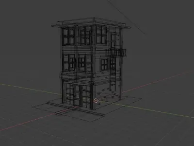 Low Poly Building with fire escape Low-poly 3D model