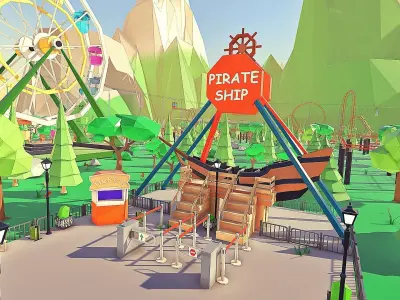 Amusement Park Low-poly 3D model