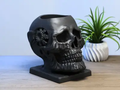 Robot Skull pen holder  Cyborg pen holder 3D print model purchase