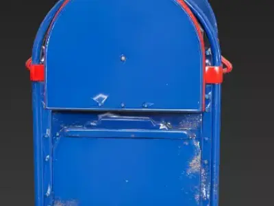 Standard Blue Public Street Mailbox 3D Model Low-poly 3D model