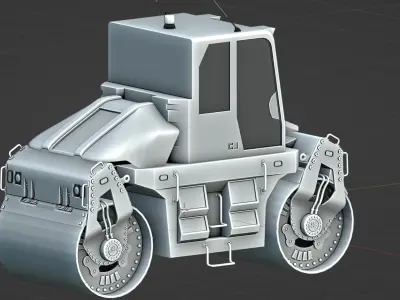 road roller 3d model Low-poly 3D model