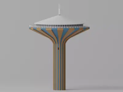 Cartoon Water Tower Riyadh Saudi Arabia Low-poly 3D model