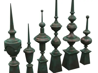 Architectural Metal Finials 18 pieces 3D Model Pack
