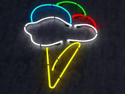 Ice Cream Neon Sign Low-poly 3D model