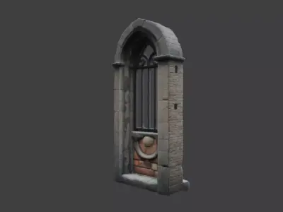 Brick Wall with a Narrow Window Low-poly 3D model