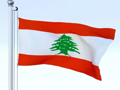 Animated Lebanon Flag Low-poly 3D model