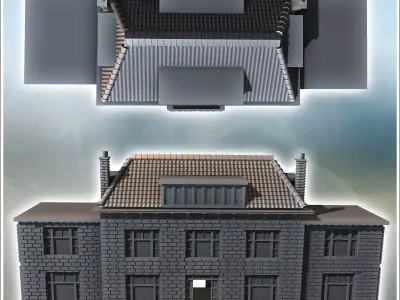 Modern stone hotel De Tafelberg Oosterbeek Netherlands - World W 3D print model