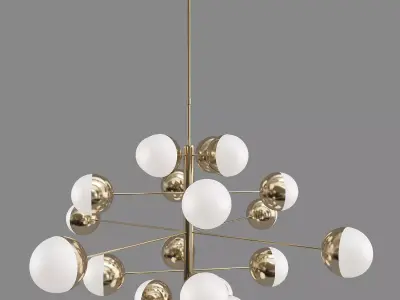 Mid Century Stilnovo Globe Cluster Chandelier Large 3D model