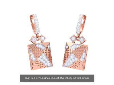 60 High Jewelry Earrings 3dm obj gltf glb mtl 3mf details 3D Model Pack