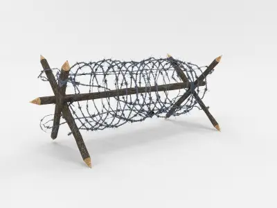 Lowpoly Barb Wire Obstacle Low-poly 3D model