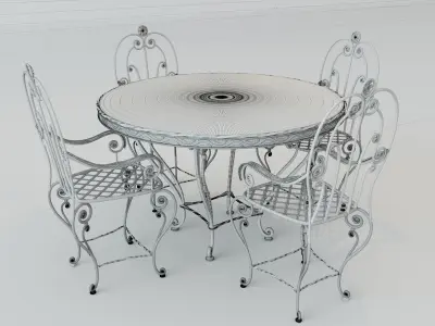 wrought iron table and chairs 3D model
